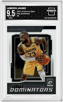  LeBron James from the 2021-22 Panini Donruss Optic set graded by Arena Club and given an overall grade of 9.5.