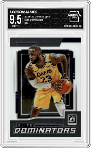  LeBron James from the 2021-22 Panini Donruss Optic set graded by Arena Club and given an overall grade of 9.5.