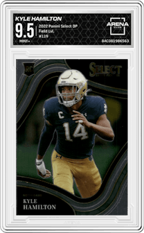 Kyle Hamilton from the 2022 Panini Select Draft Picks set graded by Arena Club and given an overall grade of 9.5.