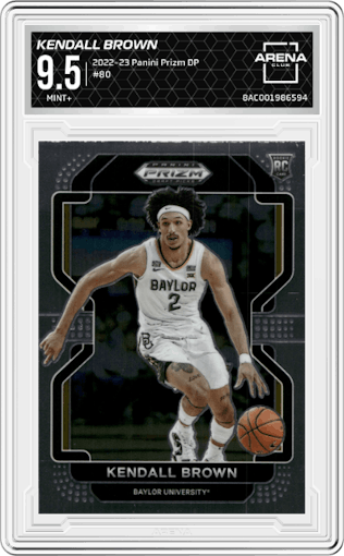 Kendall Brown from the 2022-23 Panini Prizm Draft Picks set graded by Arena Club and given an overall grade of 9.5.