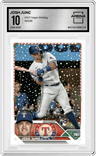Josh Jung from the 2023 Topps Holiday set graded by Arena Club and given an overall grade of 10.