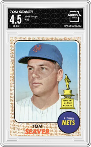 Tom Seaver from the 1968 Topps set graded by Arena Club and given an overall grade of 4.5.