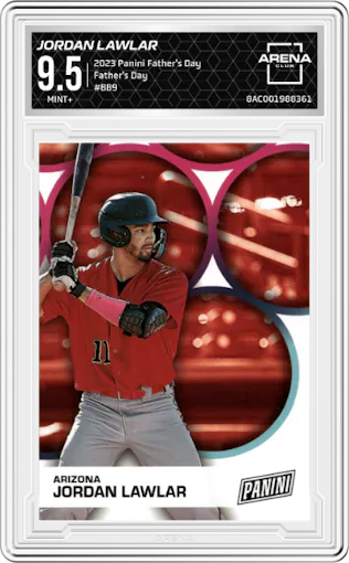 Jordan Lawlar from the 2023 Panini Father's Day set graded by Arena Club and given an overall grade of 9.5.