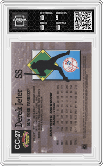 Detek Jeter from the 2022 Topps Stadium Club Members Only Derek Jeter set graded by Arena Club and given an overall grade of 9.5.