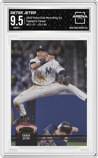 Detek Jeter from the 2022 Topps Stadium Club Members Only Derek Jeter set graded by Arena Club and given an overall grade of 9.5.