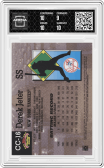 Derek Jeter from the 2022 Topps Stadium Club Members Only Derek Jeter set graded by Arena Club and given an overall grade of 9.5.