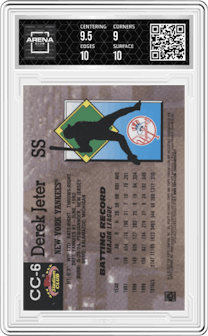 Derek Jeter from the 2022 Topps Stadium Club Members Only Derek Jeter set graded by Arena Club and given an overall grade of 9.5.