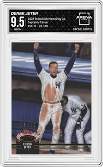 Derek Jeter from the 2022 Topps Stadium Club Members Only Derek Jeter set graded by Arena Club and given an overall grade of 9.5.
