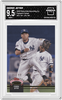 Derek Jeter from the 2022 Topps Stadium Club Members Only Derek Jeter set graded by Arena Club and given an overall grade of 9.5.
