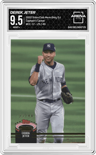 Derek Jeter from the 2022 Topps Stadium Club Members Only Derek Jeter set graded by Arena Club and given an overall grade of 9.5.