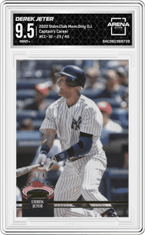 Derek Jeter from the 2022 Topps Stadium Club Members Only Derek Jeter set graded by Arena Club and given an overall grade of 9.5.