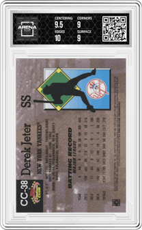Derek Jeter from the 2022 Topps Stadium Club Members Only Derek Jeter set graded by Arena Club and given an overall grade of 9.5.