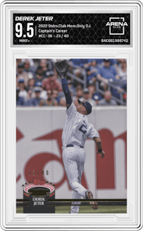 Derek Jeter from the 2022 Topps Stadium Club Members Only Derek Jeter set graded by Arena Club and given an overall grade of 9.5.
