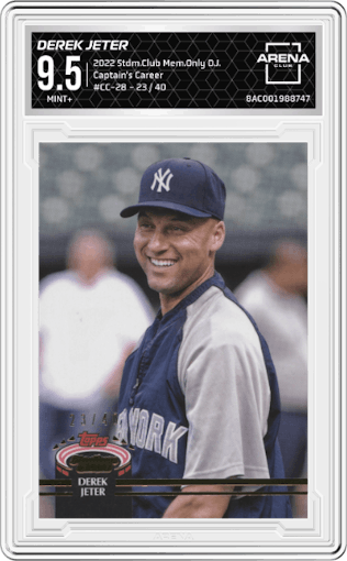 Derek Jeter from the 2022 Topps Stadium Club Members Only Derek Jeter set graded by Arena Club and given an overall grade of 9.5.
