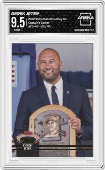 Derek Jeter from the 2022 Topps Stadium Club Members Only Derek Jeter set graded by Arena Club and given an overall grade of 9.5.