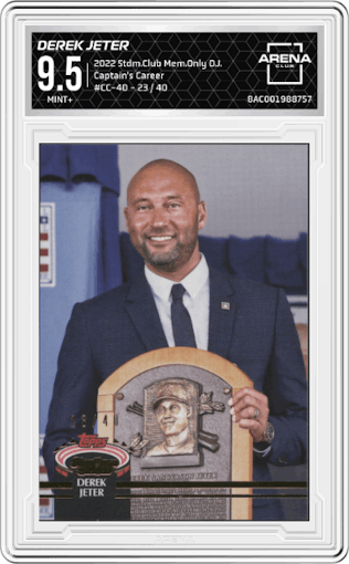Derek Jeter from the 2022 Topps Stadium Club Members Only Derek Jeter set graded by Arena Club and given an overall grade of 9.5.
