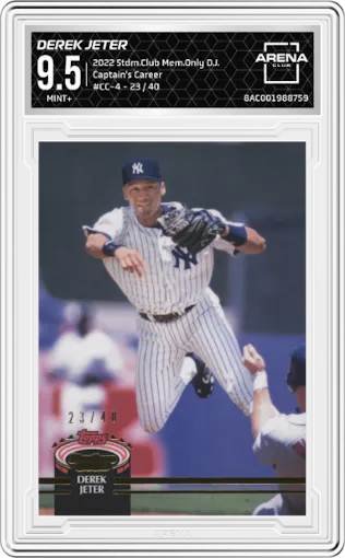 Derek Jeter from the 2022 Topps Stadium Club Members Only Derek Jeter set graded by Arena Club and given an overall grade of 9.5.