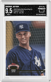 Derek Jeter from the 2022 Topps Stadium Club Members Only Derek Jeter set graded by Arena Club and given an overall grade of 9.5.