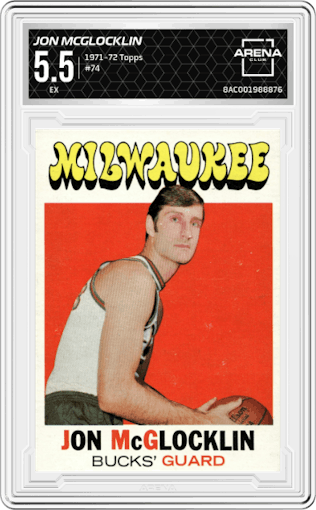 Jon McGlocklin from the 1971-72 Topps set graded by Arena Club and given an overall grade of 5.5.