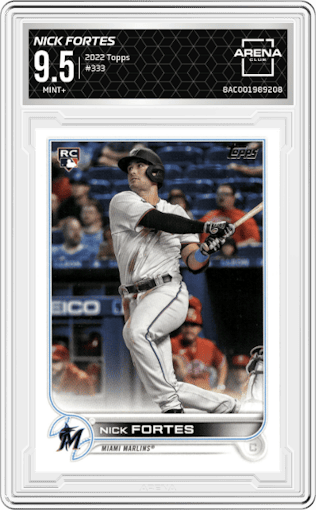 Nick Fortes from the 2022 Topps Series 2 set graded by Arena Club and given an overall grade of 9.5.
