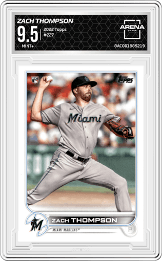 Zach Thompson from the 2022 Topps  Series 1 set graded by Arena Club and given an overall grade of 9.5.