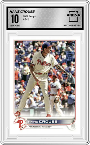 Hans Crouse from the 2022 Topps Series 2 set graded by Arena Club and given an overall grade of 10.