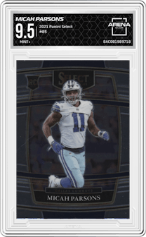 Micah Parsons from the 2021 Panini Select set graded by Arena Club and given an overall grade of 9.5.