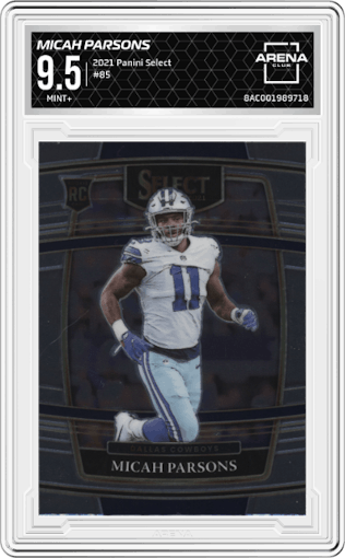 Micah Parsons from the 2021 Panini Select set graded by Arena Club and given an overall grade of 9.5.