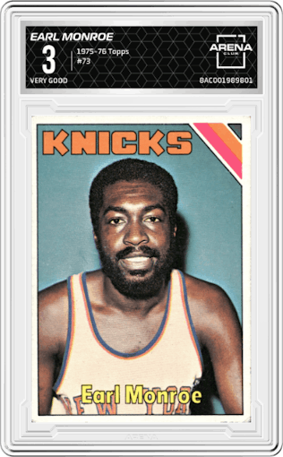 Earl Monroe from the 1975-76 Topps set graded by Arena Club and given an overall grade of 3.