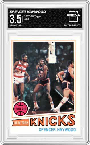 Spencer Haywood from the 1977-78 Topps set graded by Arena Club and given an overall grade of 3.5.