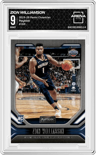 Zion Williamson from the 2019-20 Panini Chronicles  set graded by Arena Club and given an overall grade of 9.
