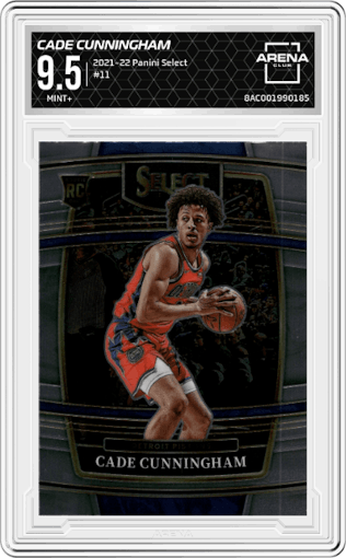 Cade Cunningham from the 2021-22 Panini Select set graded by Arena Club and given an overall grade of 9.5.