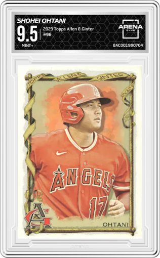 Shohei Ohtani from the 2023 Topps Allen & Ginter set graded by Arena Club and given an overall grade of 9.5.
