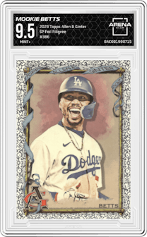 Mookie Betts from the 2023 Topps Allen & Ginter set featuring a Foil Filigree parallel graded by Arena Club and given an overall grade of 9.5.