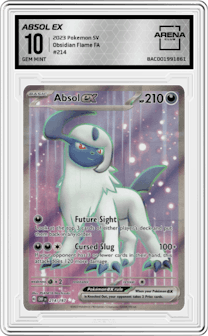 Absol ex from the 2023 Pokemon SV set graded by Arena Club and given an overall grade of 10.