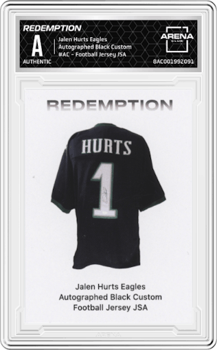 Redemption from the Jalen Hurts Eagles set graded by Arena Club and given an overall grade of -1.