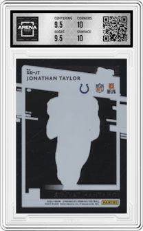 Jonathan Taylor from the 2020 Panini Chronicles set graded by Arena Club and given an overall grade of 10.