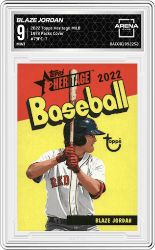 Blaze Jordan from the 2022 Topps Heritage Minor League set graded by Arena Club and given an overall grade of 9.