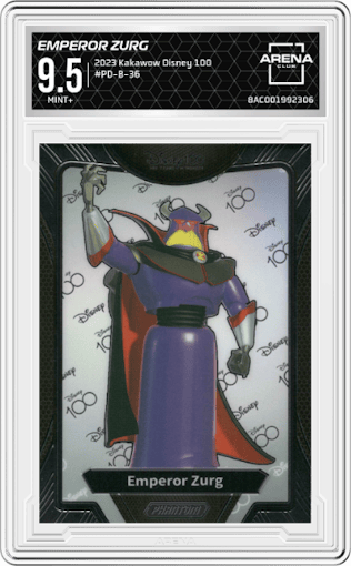 Emperor Zurg from the 2023 Kakawow Disney 100 set graded by Arena Club and given an overall grade of 9.5.