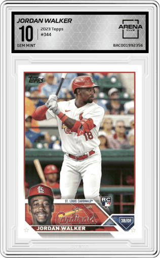 Jordan Walker from the 2023 Topps Series 2 set graded by Arena Club and given an overall grade of 10.