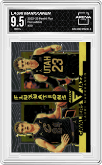 Lauri Markkanen from the 2022-23 Panini Flux set graded by Arena Club and given an overall grade of 9.5.