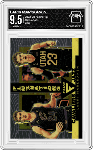 Lauri Markkanen from the 2022-23 Panini Flux set graded by Arena Club and given an overall grade of 9.5.