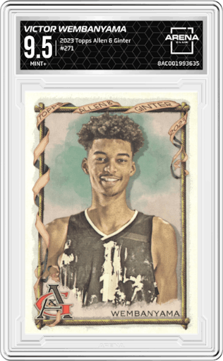 Victor Wembanyama from the 2023 Topps Allen & Ginter set graded by Arena Club and given an overall grade of 9.5.