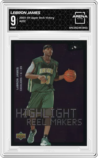 LeBron James from the 2003-04 Upper Deck Victory set graded by Arena Club and given an overall grade of 9.