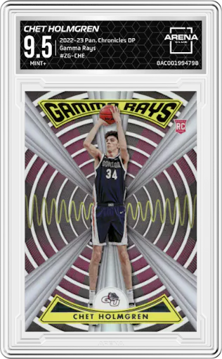 Chet Holmgren from the 2022-23 Panini Chronicles Draft Picks set graded by Arena Club and given an overall grade of 9.5.