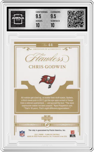 Chris Godwin from the 2021 Panini Flawless set graded by Arena Club and given an overall grade of 10.