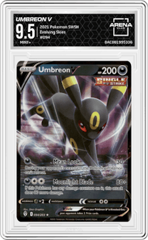 Umbreon V from the 2021 Pokemon SWSH set graded by Arena Club and given an overall grade of 9.5.