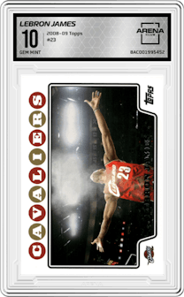 LeBron James from the 2008-09 Topps set graded by Arena Club and given an overall grade of 10.
