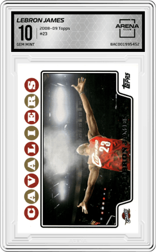 LeBron James from the 2008-09 Topps set graded by Arena Club and given an overall grade of 10.