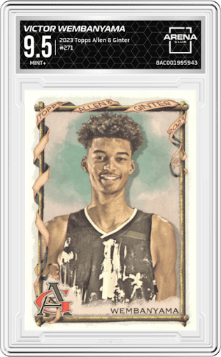 Victor Wembanyama from the 2023 Topps Allen & Ginter set graded by Arena Club and given an overall grade of 9.5.